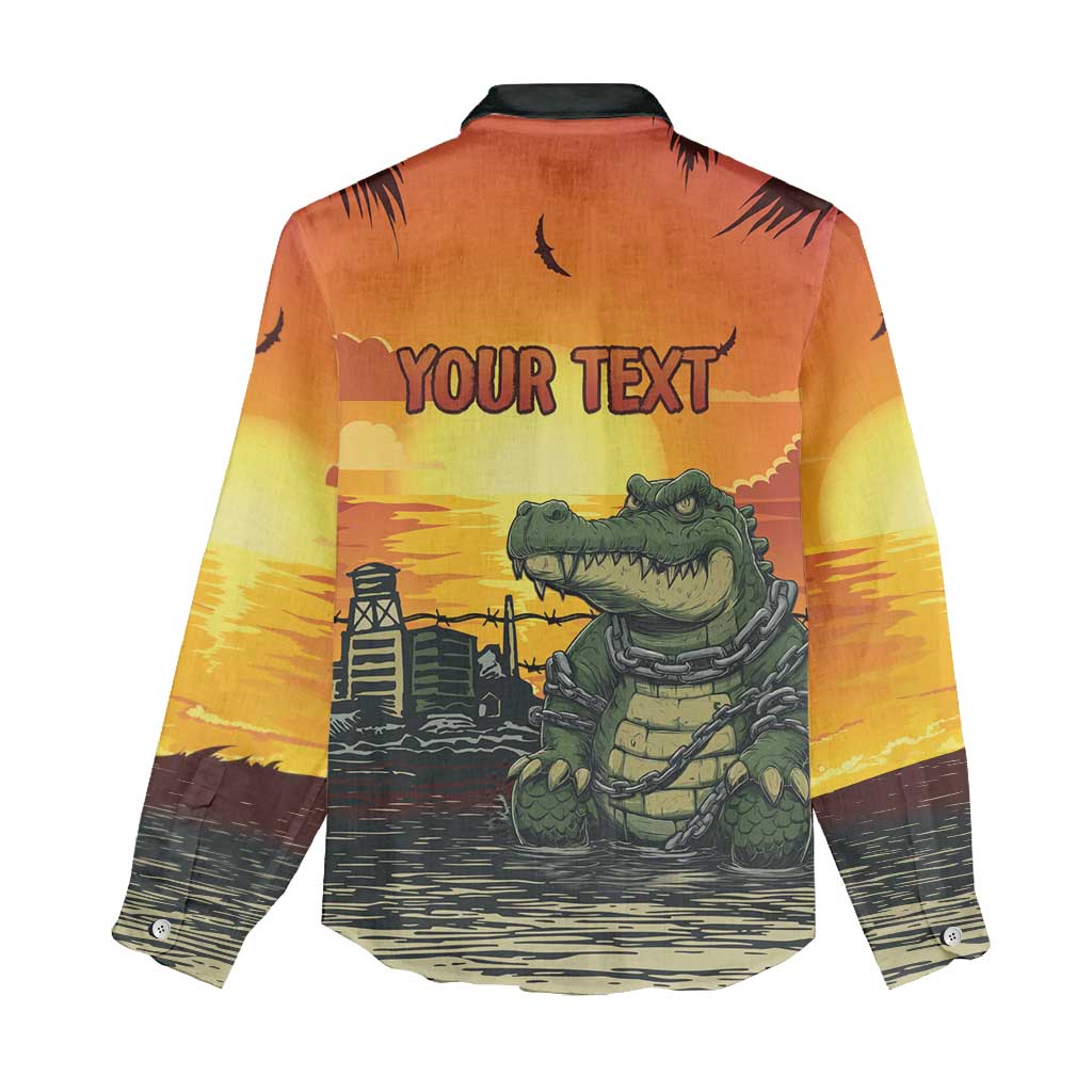 Personalized Alligator Alcatraz Women Casual Shirt Gator Island Prison Retro Sunset - Wonder Print Shop