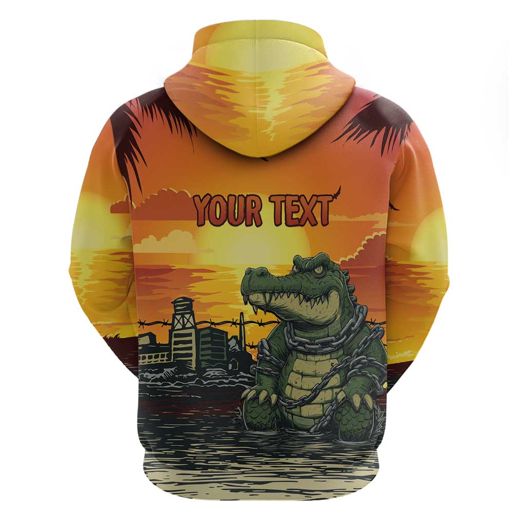 Personalized Alligator Alcatraz Zip Hoodie Gator Island Prison Retro Sunset - Wonder Print Shop