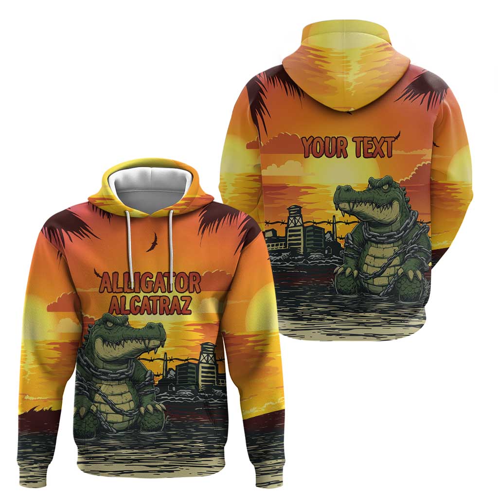 Personalized Alligator Alcatraz Zip Hoodie Gator Island Prison Retro Sunset - Wonder Print Shop