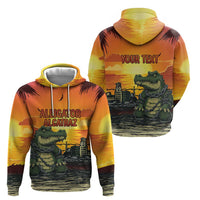 Personalized Alligator Alcatraz Zip Hoodie Gator Island Prison Retro Sunset - Wonder Print Shop