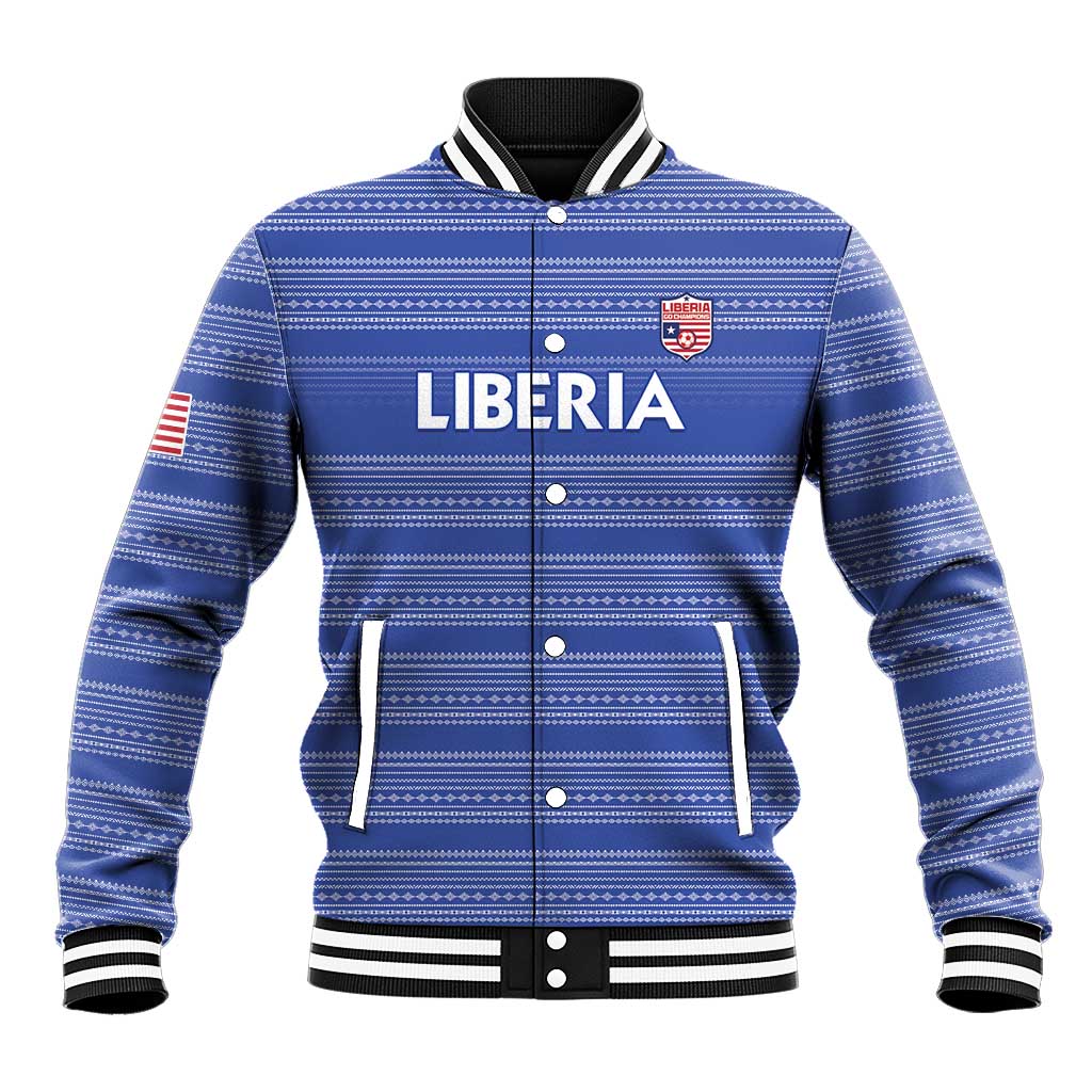 Custom Liberia Football Baseball Jacket Women Blue Jersey - Wonder Print Shop