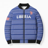 Custom Liberia Football Bomber Puffer Jacket Women Blue Jersey - Wonder Print Shop