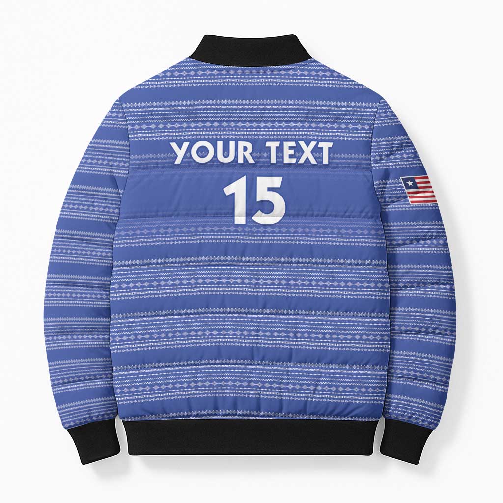 Custom Liberia Football Bomber Puffer Jacket Women Blue Jersey - Wonder Print Shop
