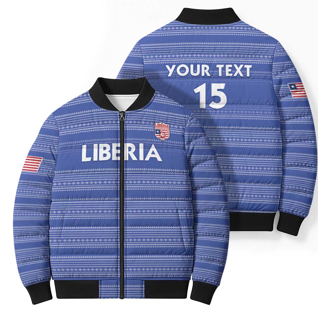 Custom Liberia Football Bomber Puffer Jacket Women Blue Jersey - Wonder Print Shop