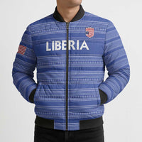 Custom Liberia Football Bomber Puffer Jacket Women Blue Jersey - Wonder Print Shop