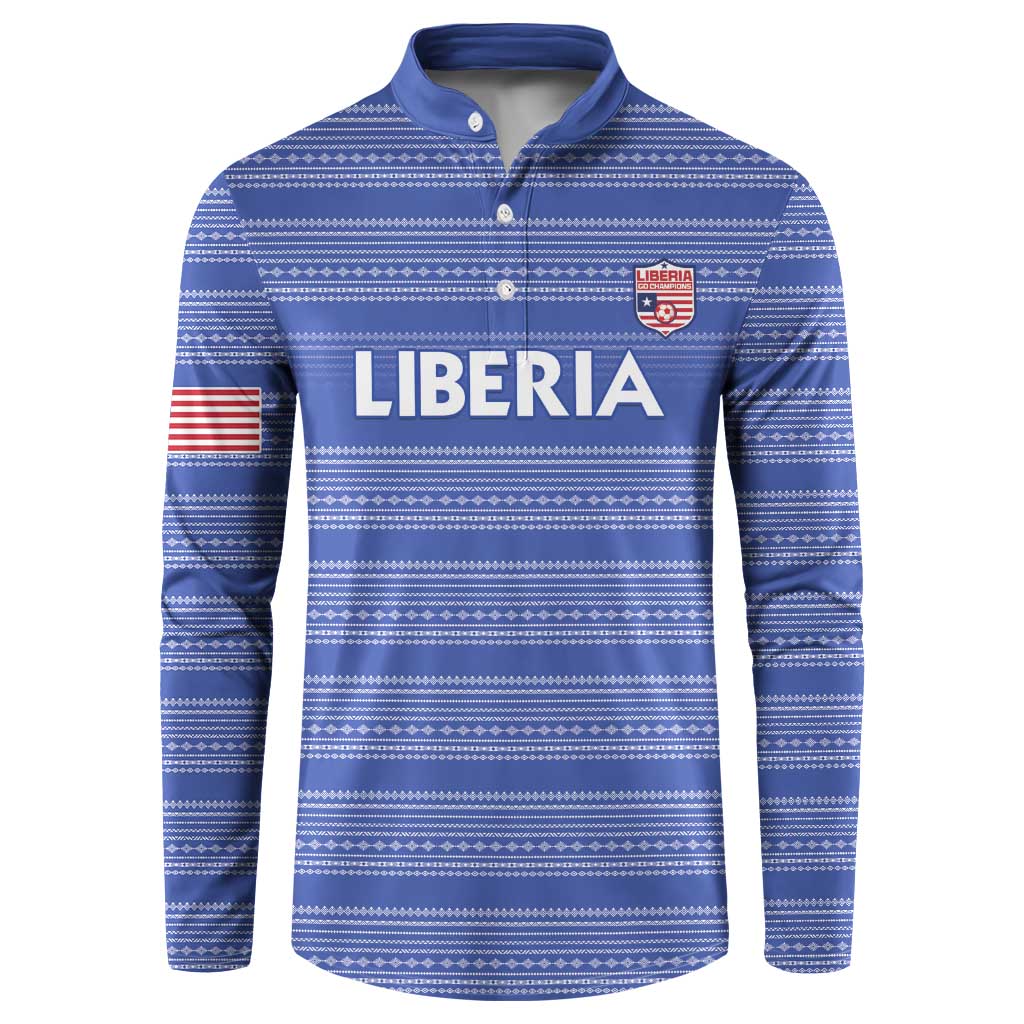 Custom Liberia Football Button Sweatshirt Women Blue Jersey - Wonder Print Shop