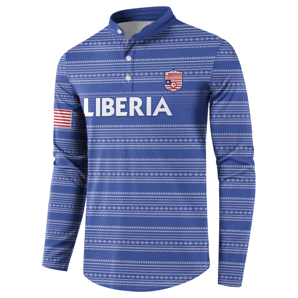 Custom Liberia Football Button Sweatshirt Women Blue Jersey - Wonder Print Shop