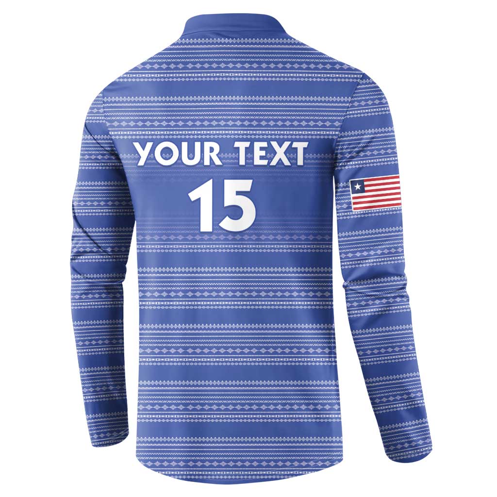 Custom Liberia Football Button Sweatshirt Women Blue Jersey - Wonder Print Shop