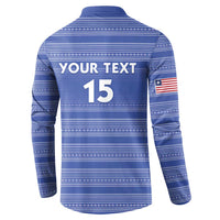 Custom Liberia Football Button Sweatshirt Women Blue Jersey - Wonder Print Shop