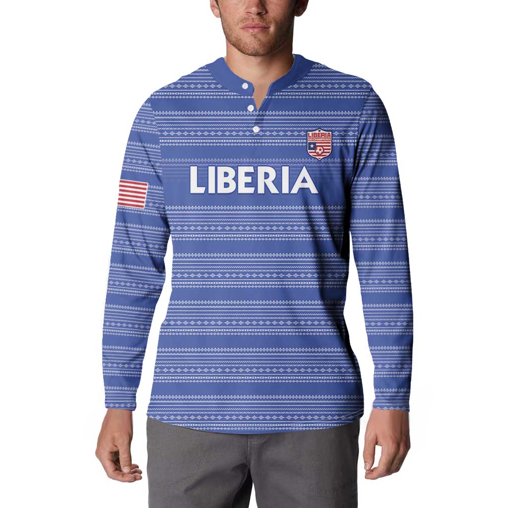 Custom Liberia Football Button Sweatshirt Women Blue Jersey - Wonder Print Shop