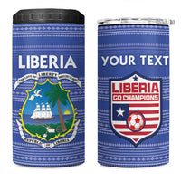 Custom Liberia Football 4 in 1 Can Cooler Tumbler Women Blue Jersey - Wonder Print Shop