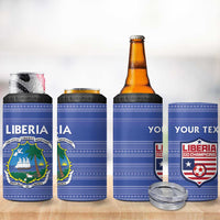 Custom Liberia Football 4 in 1 Can Cooler Tumbler Women Blue Jersey - Wonder Print Shop