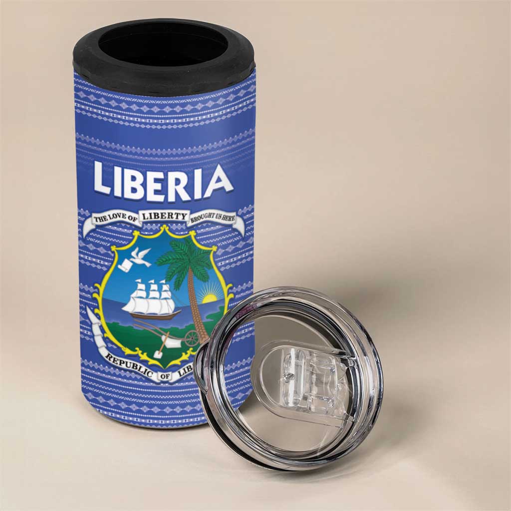 Custom Liberia Football 4 in 1 Can Cooler Tumbler Women Blue Jersey - Wonder Print Shop
