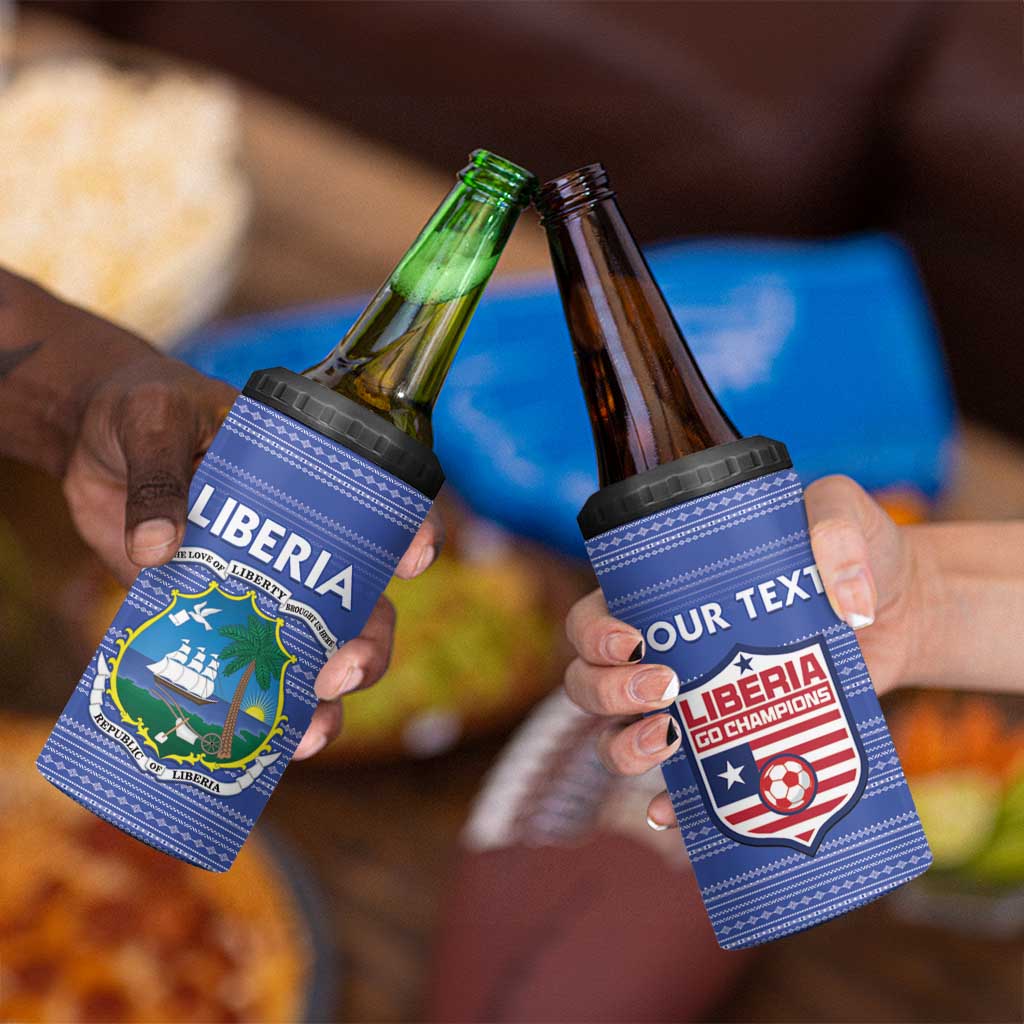 Custom Liberia Football 4 in 1 Can Cooler Tumbler Women Blue Jersey - Wonder Print Shop