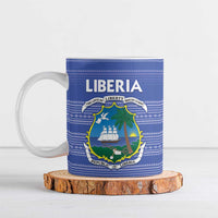 Custom Liberia Football Ceramic Mug Women Blue Jersey - Wonder Print Shop