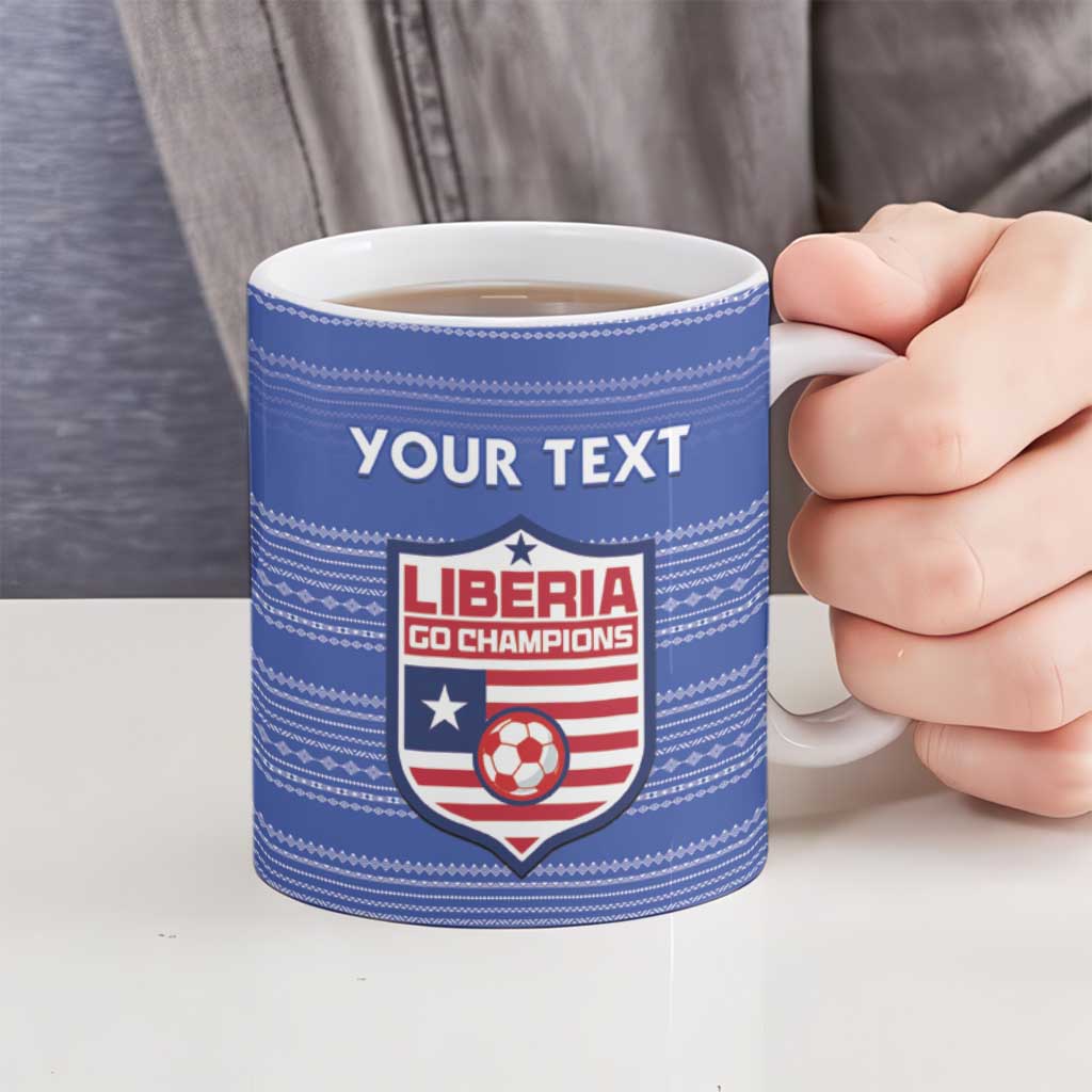 Custom Liberia Football Ceramic Mug Women Blue Jersey - Wonder Print Shop