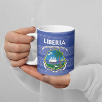 Custom Liberia Football Ceramic Mug Women Blue Jersey - Wonder Print Shop
