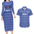 Custom Liberia Football Couples Matching Long Sleeve Bodycon Dress and Hawaiian Shirt Women Blue Jersey - Wonder Print Shop