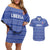 Custom Liberia Football Couples Matching Off Shoulder Short Dress and Hawaiian Shirt Women Blue Jersey - Wonder Print Shop