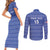 Custom Liberia Football Couples Matching Short Sleeve Bodycon Dress and Long Sleeve Button Shirt Women Blue Jersey - Wonder Print Shop