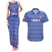 Custom Liberia Football Couples Matching Tank Maxi Dress and Hawaiian Shirt Women Blue Jersey - Wonder Print Shop