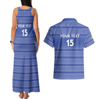 Custom Liberia Football Couples Matching Tank Maxi Dress and Hawaiian Shirt Women Blue Jersey - Wonder Print Shop