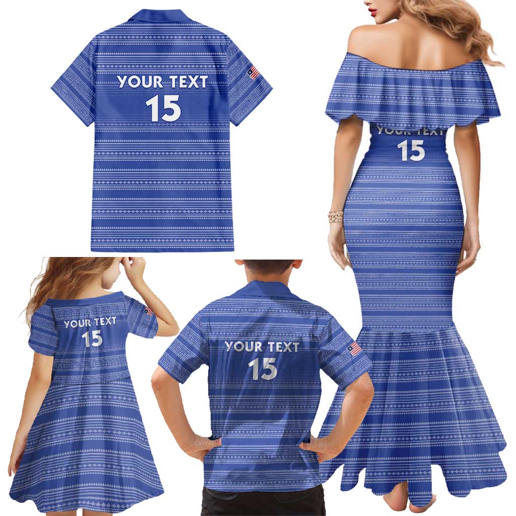 Custom Liberia Football Family Matching Mermaid Dress and Hawaiian Shirt Women Blue Jersey - Wonder Print Shop