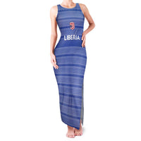 Custom Liberia Football Family Matching Tank Maxi Dress and Hawaiian Shirt Women Blue Jersey - Wonder Print Shop