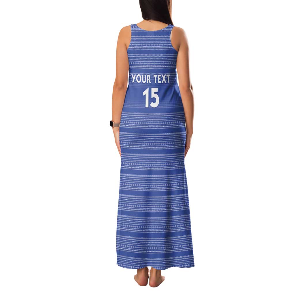 Custom Liberia Football Family Matching Tank Maxi Dress and Hawaiian Shirt Women Blue Jersey - Wonder Print Shop