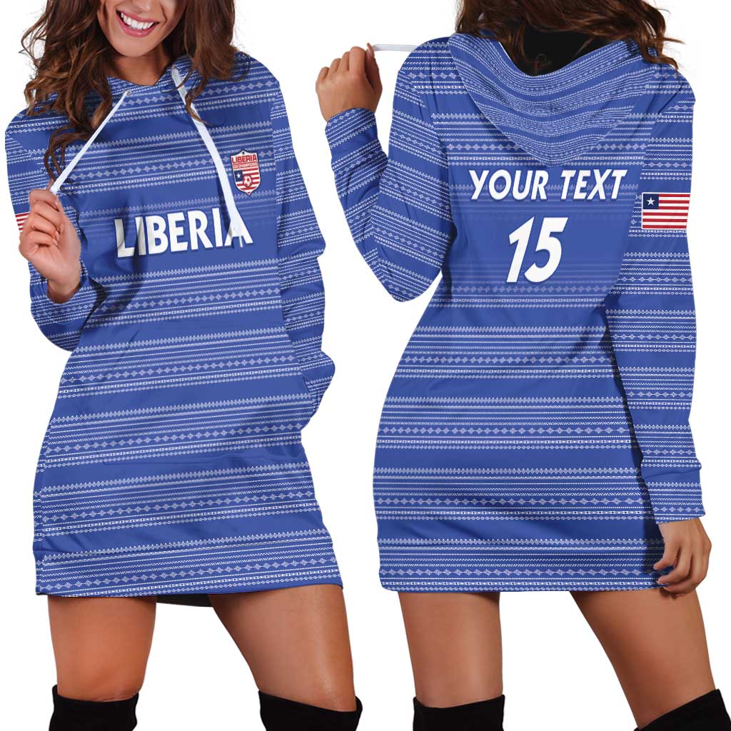 Custom Liberia Football Hoodie Dress Women Blue Jersey - Wonder Print Shop