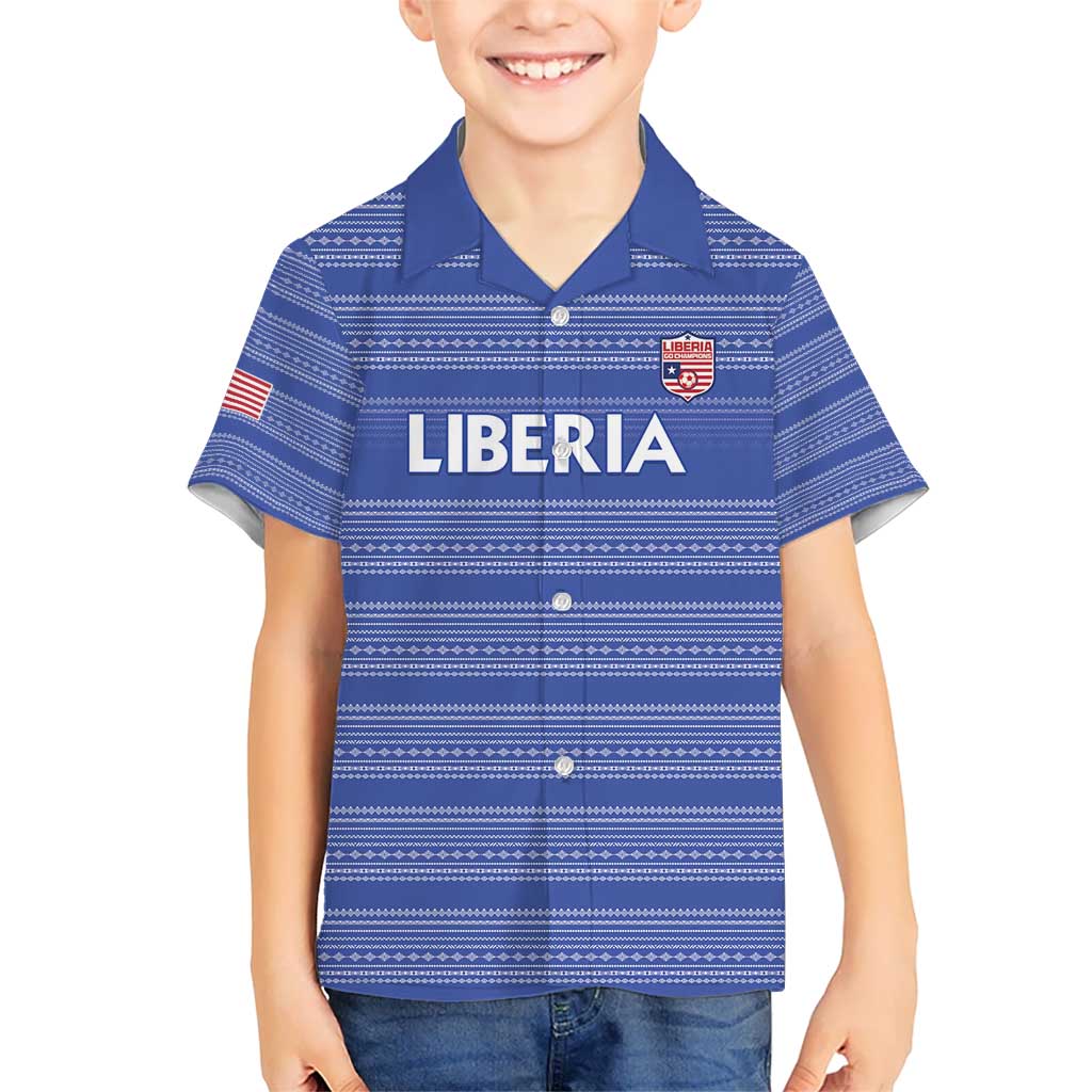 Custom Liberia Football Kid Hawaiian Shirt Women Blue Jersey - Wonder Print Shop