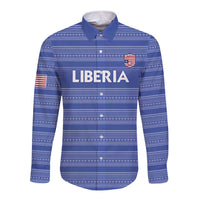 Custom Liberia Football Long Sleeve Button Shirt Women Blue Jersey - Wonder Print Shop