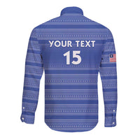 Custom Liberia Football Long Sleeve Button Shirt Women Blue Jersey - Wonder Print Shop