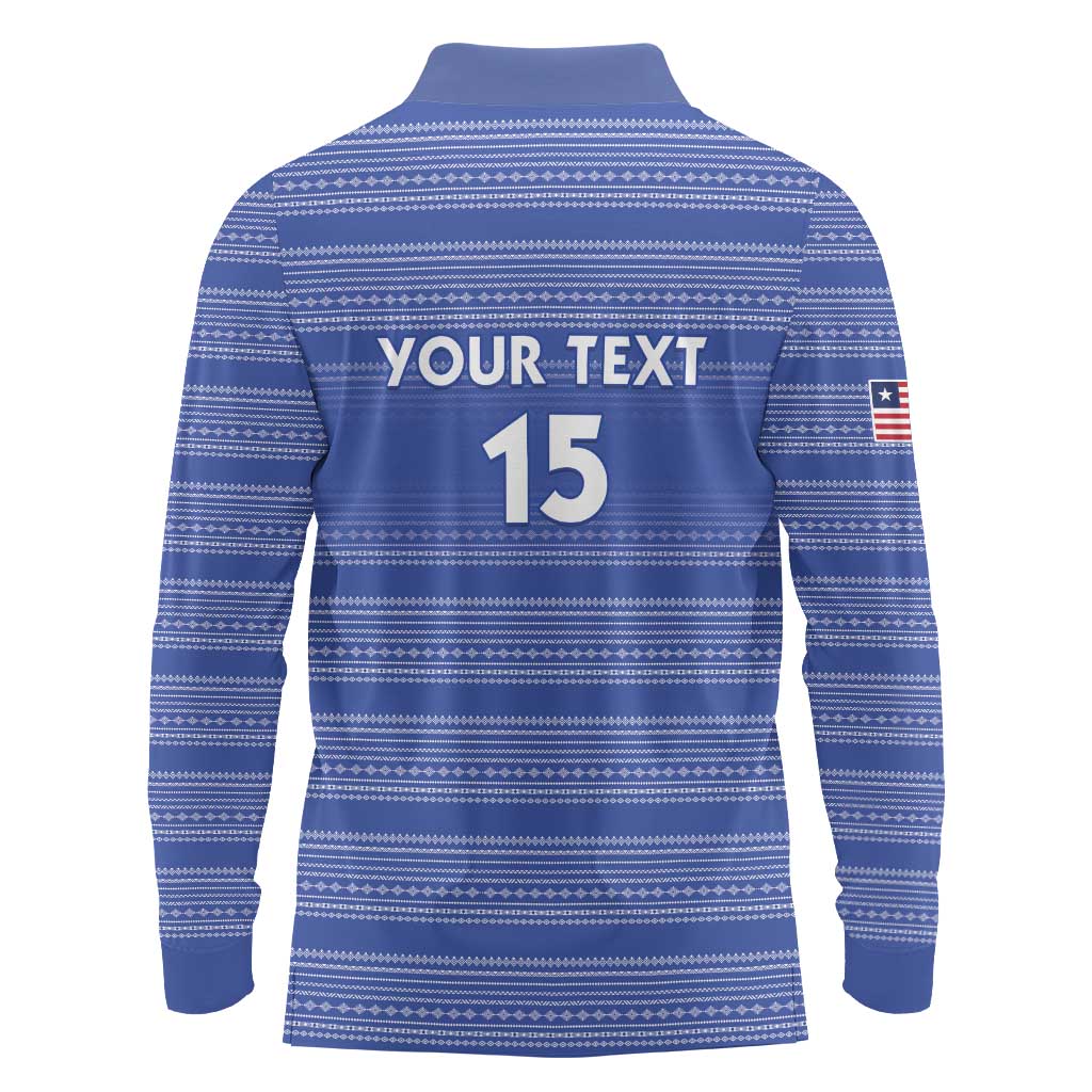 Custom Liberia Football Long Sleeve Polo Shirt Women Blue Jersey - Wonder Print Shop