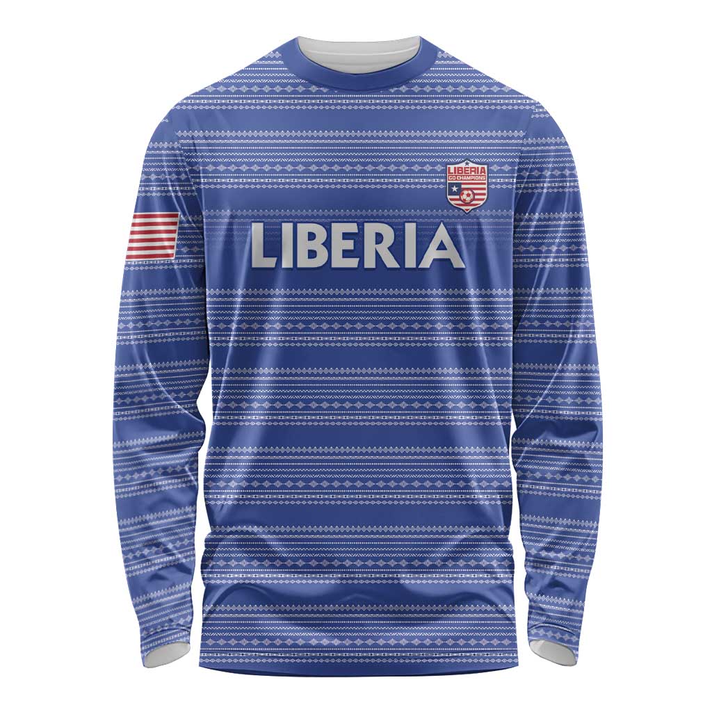 Custom Liberia Football Long Sleeve Shirt Women Blue Jersey - Wonder Print Shop