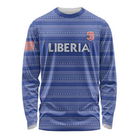 Custom Liberia Football Long Sleeve Shirt Women Blue Jersey - Wonder Print Shop