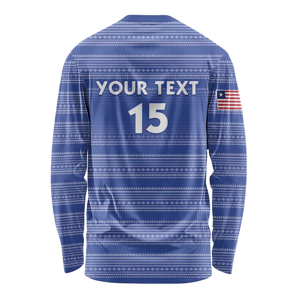 Custom Liberia Football Long Sleeve Shirt Women Blue Jersey - Wonder Print Shop