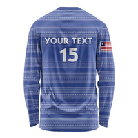 Custom Liberia Football Long Sleeve Shirt Women Blue Jersey - Wonder Print Shop