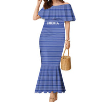 Custom Liberia Football Mermaid Dress Women Blue Jersey - Wonder Print Shop