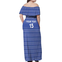Custom Liberia Football Off Shoulder Maxi Dress Women Blue Jersey - Wonder Print Shop
