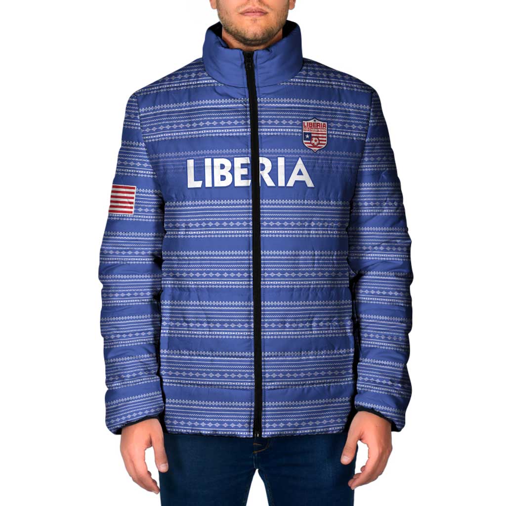 Custom Liberia Football Padded Jacket Women Blue Jersey - Wonder Print Shop