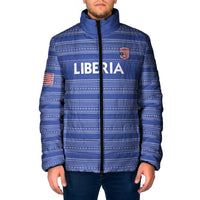 Custom Liberia Football Padded Jacket Women Blue Jersey - Wonder Print Shop