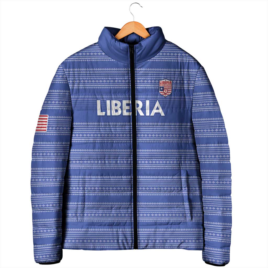 Custom Liberia Football Padded Jacket Women Blue Jersey - Wonder Print Shop