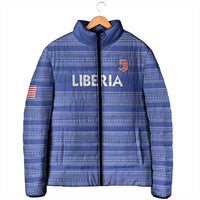 Custom Liberia Football Padded Jacket Women Blue Jersey - Wonder Print Shop