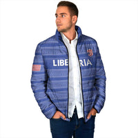 Custom Liberia Football Padded Jacket Women Blue Jersey - Wonder Print Shop