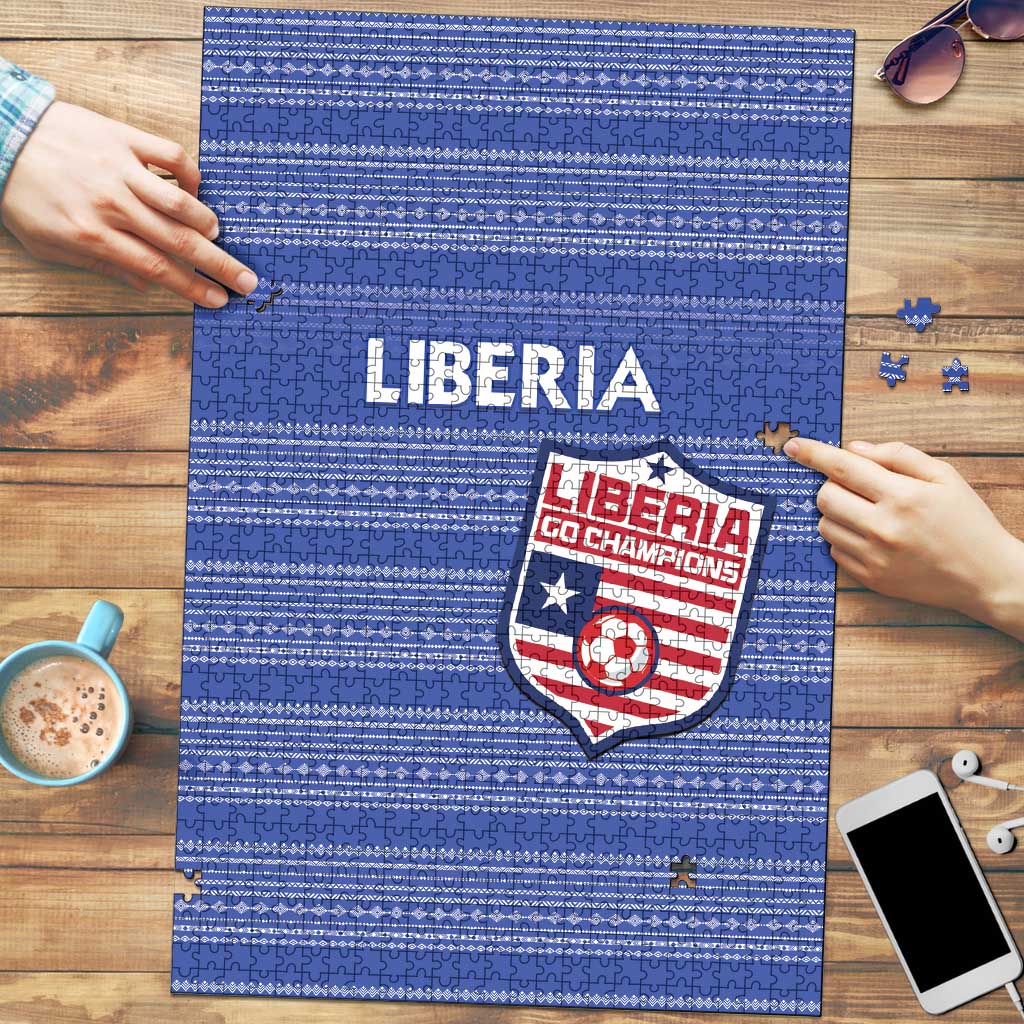 Liberia Football Puzzle Women Blue Jersey - Wonder Print Shop