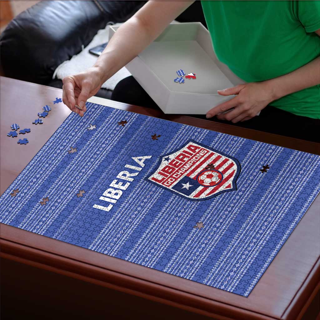 Liberia Football Puzzle Women Blue Jersey - Wonder Print Shop
