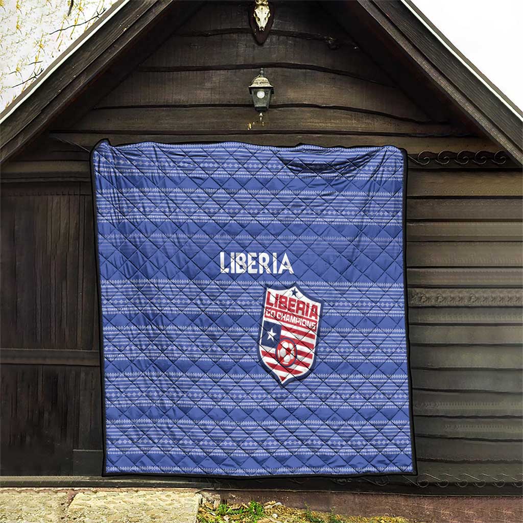 Liberia Football Quilt Women Blue Jersey - Wonder Print Shop