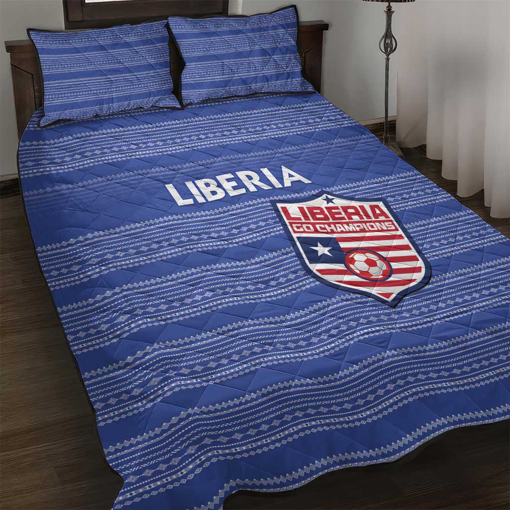 Liberia Football Quilt Bed Set Women Blue Jersey - Wonder Print Shop