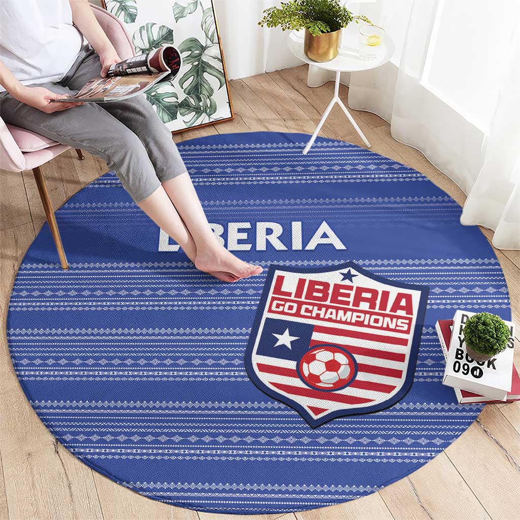 Liberia Football Round Carpet Women Blue Jersey - Wonder Print Shop